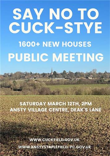  - Public Meeting re new housing proposal at Ansty