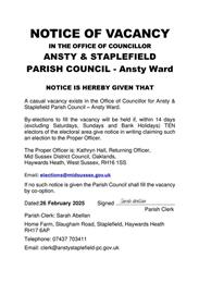 Councillor Vacancy - ANSTY